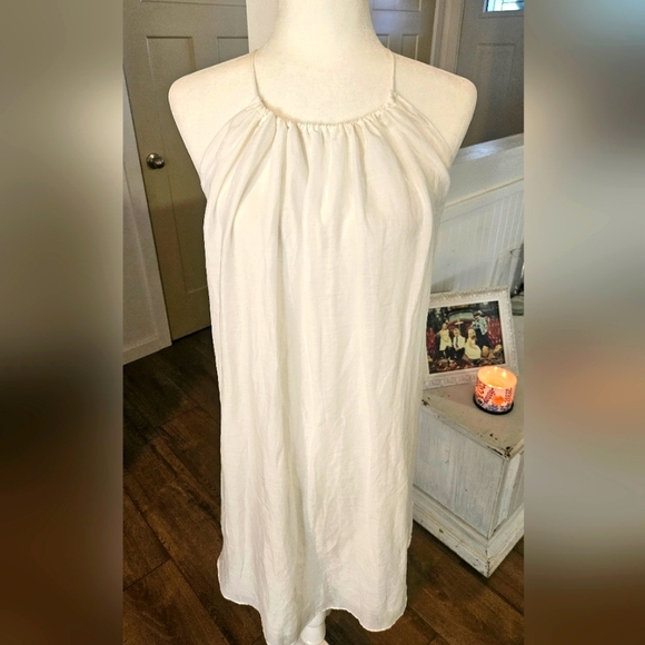 NWT' - BANANA REPUBLIC - White Linen Style Dress, Backless with Straps, Size L - Picture 5 of 7